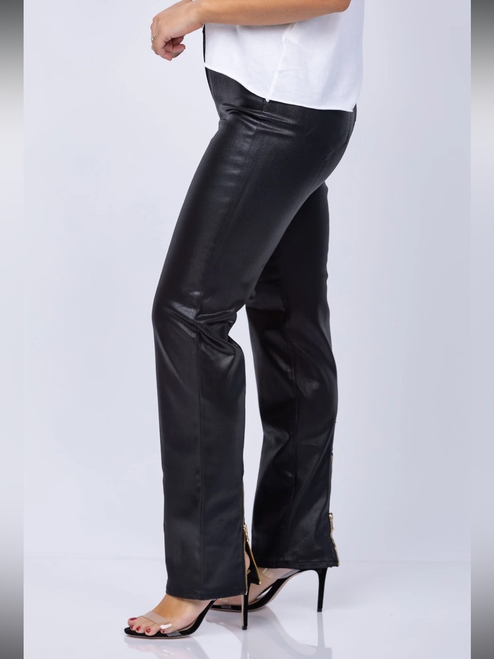 L'AGENCE Black Faux Leather Bootcut Jeans